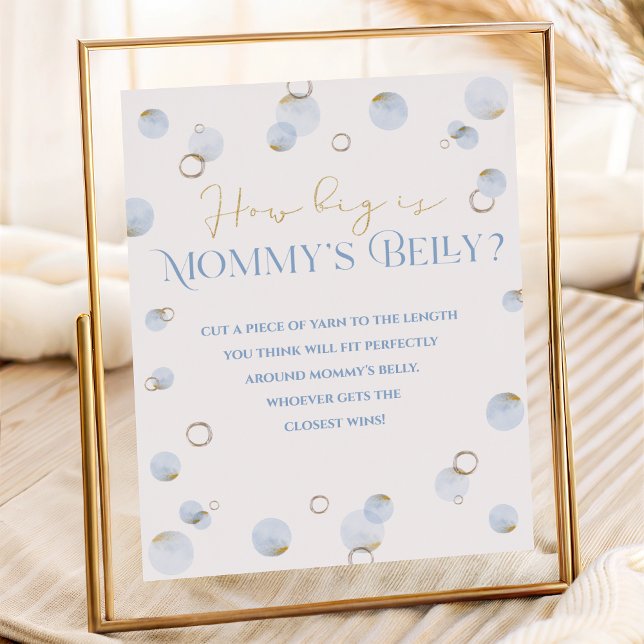 Affiche Bleu Brunch Bubbly et Baby shower le ventre de mam (Blue Brunch Bubbly and Baby Shower Mommy's Belly Poster)