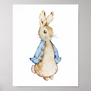 Affiche Bleu Bunny Mur Art   Aquarelle Rabbit