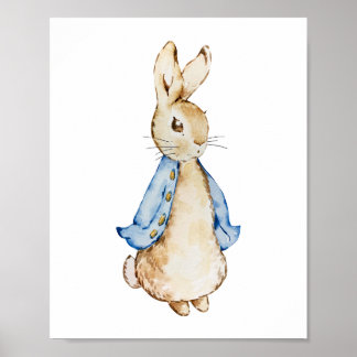 Affiche Bleu Bunny Mur Art | Aquarelle Rabbit