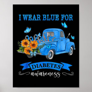 Affiche Bleu Camion Tournesol Je Porte Bleu Pour Le Diabèt
