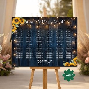 Affiche Bleu Chaîne Lumières 12 Tables Siège Mariage
