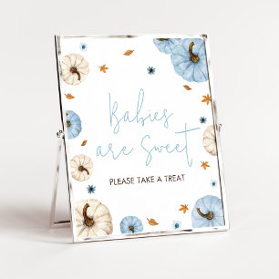 Affiche Bleu Chute Citrouille Baby shower Les bébés sont d