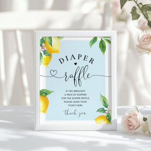 Affiche Bleu citron diaper signe de tombole