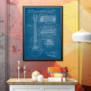 Affiche Bleu Clair   Brevet de guitare