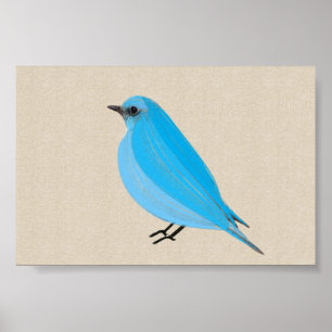 Affiche Bleu clair Tanager d'oiseaux sur toile de lin