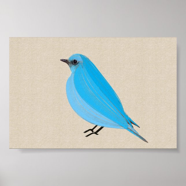 Affiche Bleu clair Tanager d'oiseaux sur toile de lin (Devant)