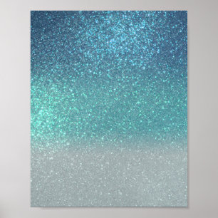Affiche Bleu clair Turquoise Parties scintillant brillante