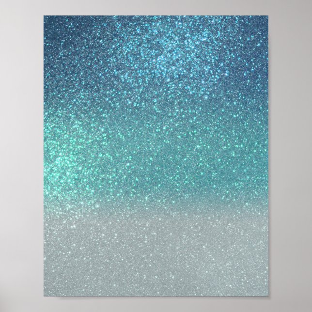 Affiche Bleu clair Turquoise Parties scintillant brillante (Devant)