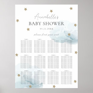 Affiche Bleu Cloud 9 étoiles Baby shower de siège