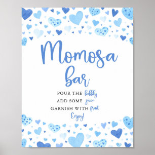 Affiche Bleu Coeurs Saint Valentin Baby shower Momosa Bar