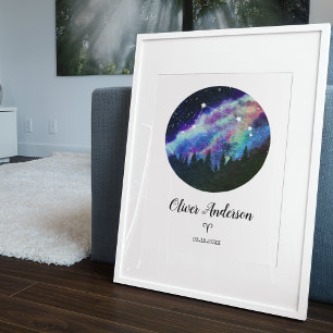Affiche Bleu Constellation Bélier Horoscope Signal Cadeau