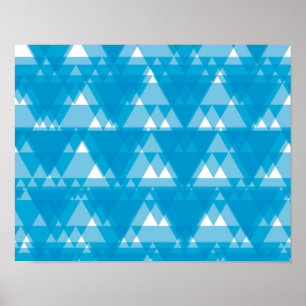 Affiche Bleu, cool, moderne, triangles recouverts à la mod