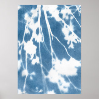 Affiche Bleu Cyanotype Japon Cerisier Fleur Vintage inspir