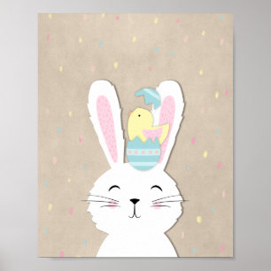 Affiche Bleu de style artisanal de Pâques mignonne