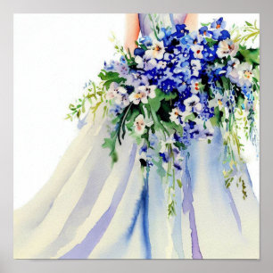 Affiche Bleu délicat, Bouquet en cascade nuptiale 2,
