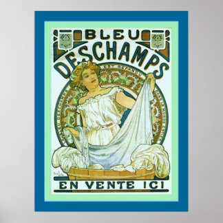 Affiche Bleu Deschamps ~ Publicité Vintage