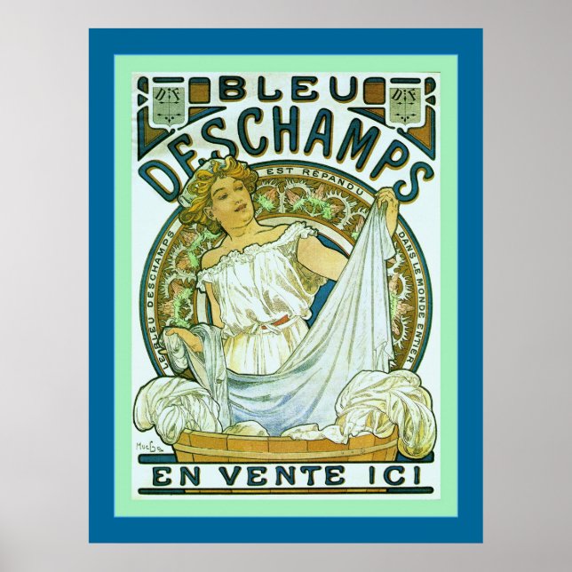 Affiche Bleu Deschamps ~ Publicité Vintage (Devant)
