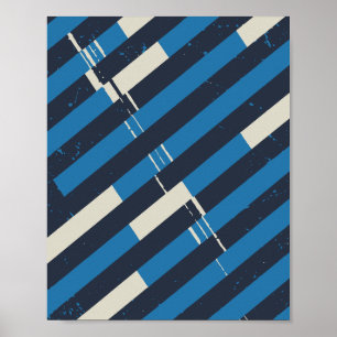 Affiche Bleu Diagonal Rayé avec Texture Grunge