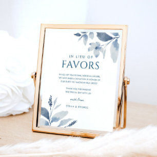 Affiche Bleu Dusty Aquarelle Floral Mariage signe de don