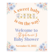 Bleu Dusty et Pêcher Floral Girls Baby shower