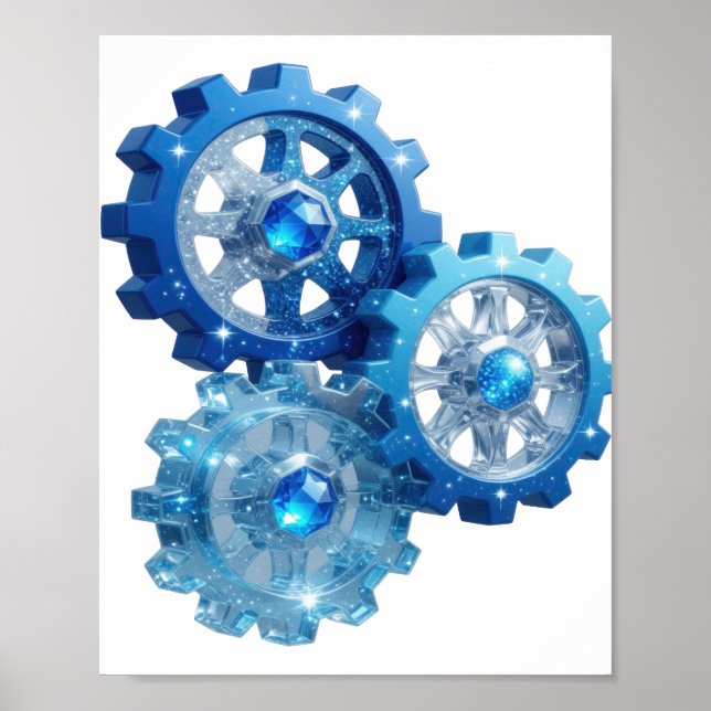 Affiche Bleu dynamique BLUE GEAR v2 (Devant)