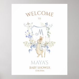 Affiche Bleu En vichy Peter le Baby shower Rabbit MUTED BL
