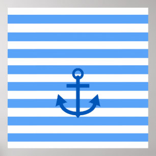 Affiche Bleu et blanc Ancre