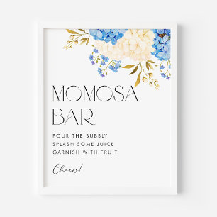 Affiche Bleu et blanc Baby shower Mimosa Bar