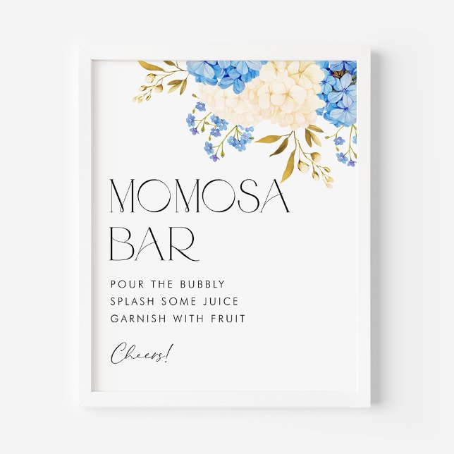 Affiche Bleu et blanc Baby shower Mimosa Bar (Créateur téléchargé)
