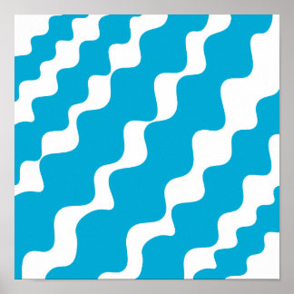 Affiche Bleu et blanc motif des vagues inclinées