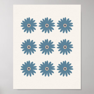 Affiche Bleu et crème Daisy