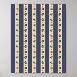 Affiche Bleu Et Fleurs