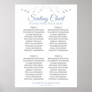 Affiche Bleu et gris Simple Mariage de 4 tables
