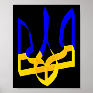 Affiche Bleu Et Jaune Ukraine Armoiries Gerfaucon Tri