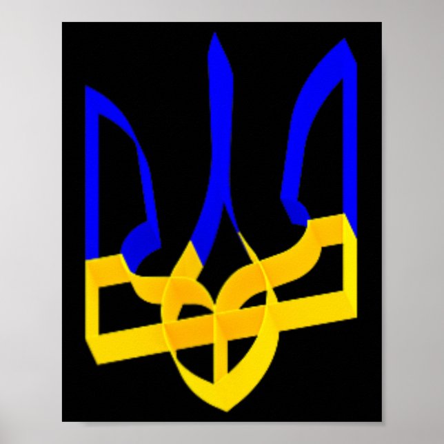 Affiche Bleu Et Jaune Ukraine Armoiries Gerfaucon Tri (Devant)