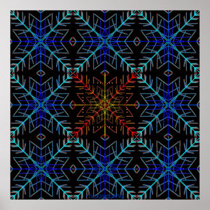 Affiche Bleu et rouge Flakes 36x36