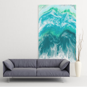 Affiche Bleu et Turquoise Ocean Waves Digital Ar
