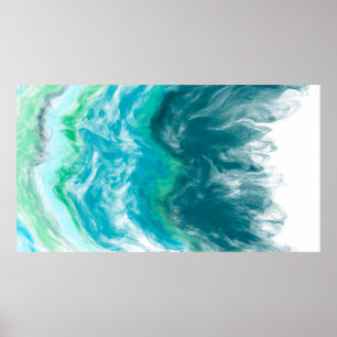 Affiche Bleu et Turquoise Ocean Waves Digital Ar