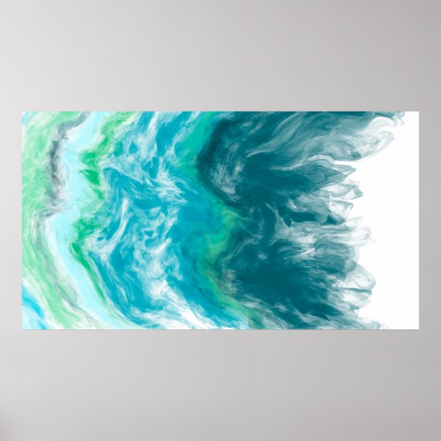 Affiche Bleu et Turquoise Ocean Waves Digital Ar (Devant)