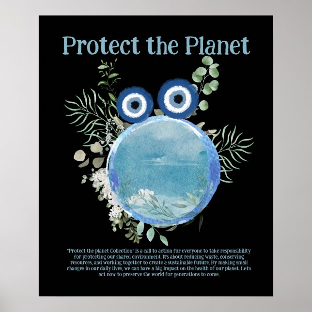 Affiche Bleu et vert PROTÉGER LA PLANÈTE, SAUVER L'ART DE  (Devant)