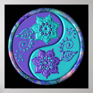 Affiche Bleu et Violet Yin Yang