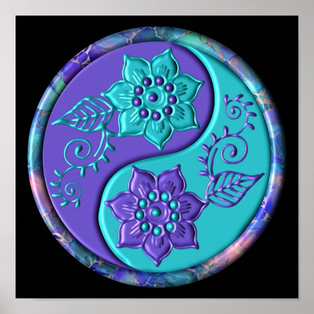 Affiche Bleu et Violet Yin Yang (Devant)