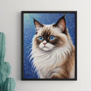 Affiche Bleu Eyed Ragdoll Peinture de chat élégant
