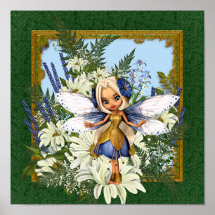 Affiche Bleu Fae de marguerite d'été