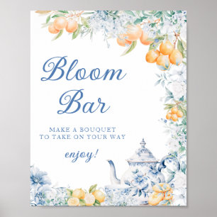 Affiche Bleu Floral Citrus Thème Bloom Bar