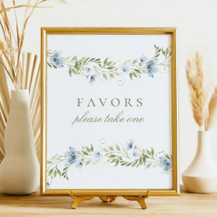 Affiche Bleu Floral Wreath Favore le panneau Baby shower