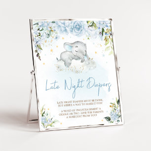Affiche Bleu Flore Eléphant Late Night Diapés