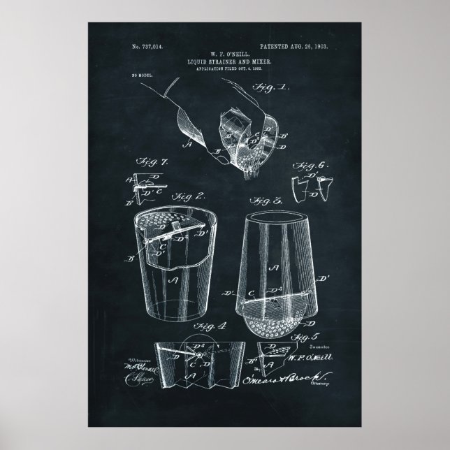 Affiche Bleu Foncé | Brevet de cisaille liquide et mélange (Devant)