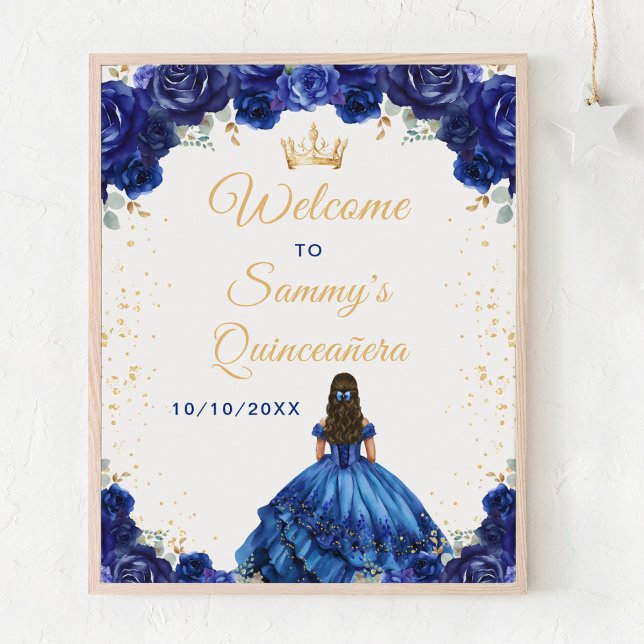 Affiche Bleu foncé Princesse Quinceañera Bienvenue (Créateur téléchargé)