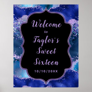 Affiche Bleu foncé Violet Océan Agate Sweet sixteen Bienve